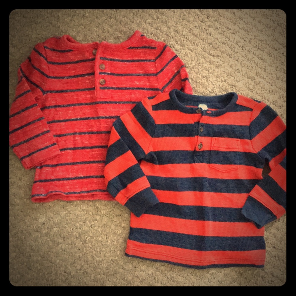 Bundle 2 old navy Henley long sleeve shirts 12-18m